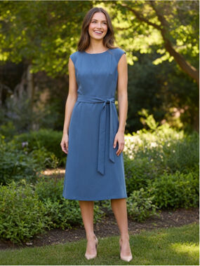 Dress Tells Self Tie Belt Cap Sleeve Midi Dress size 10